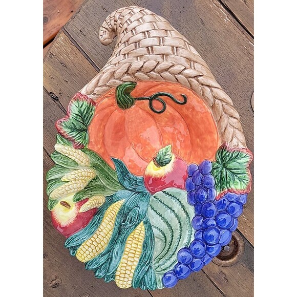 Fitz and Floyd "Scarecrow Cornucopia Bowl" / Serving / Thanksgiving Fall Decor - Picture 8 of 9